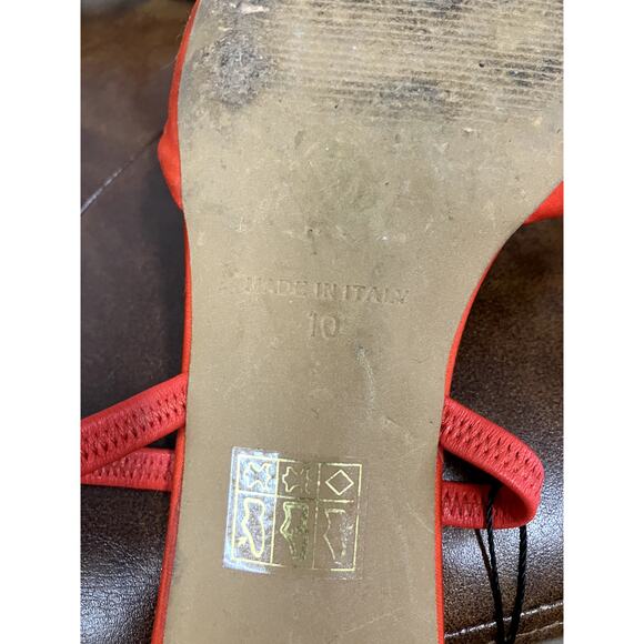 Everlane Tapered Square Toe Satin Italian Slingback Red Orange - Picture 5 of 6